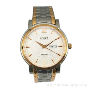 Customize High Quality All Stainless Steel Classical Men Wrist Watch 3 ATM Waterproof Date/Day Quartz Watch